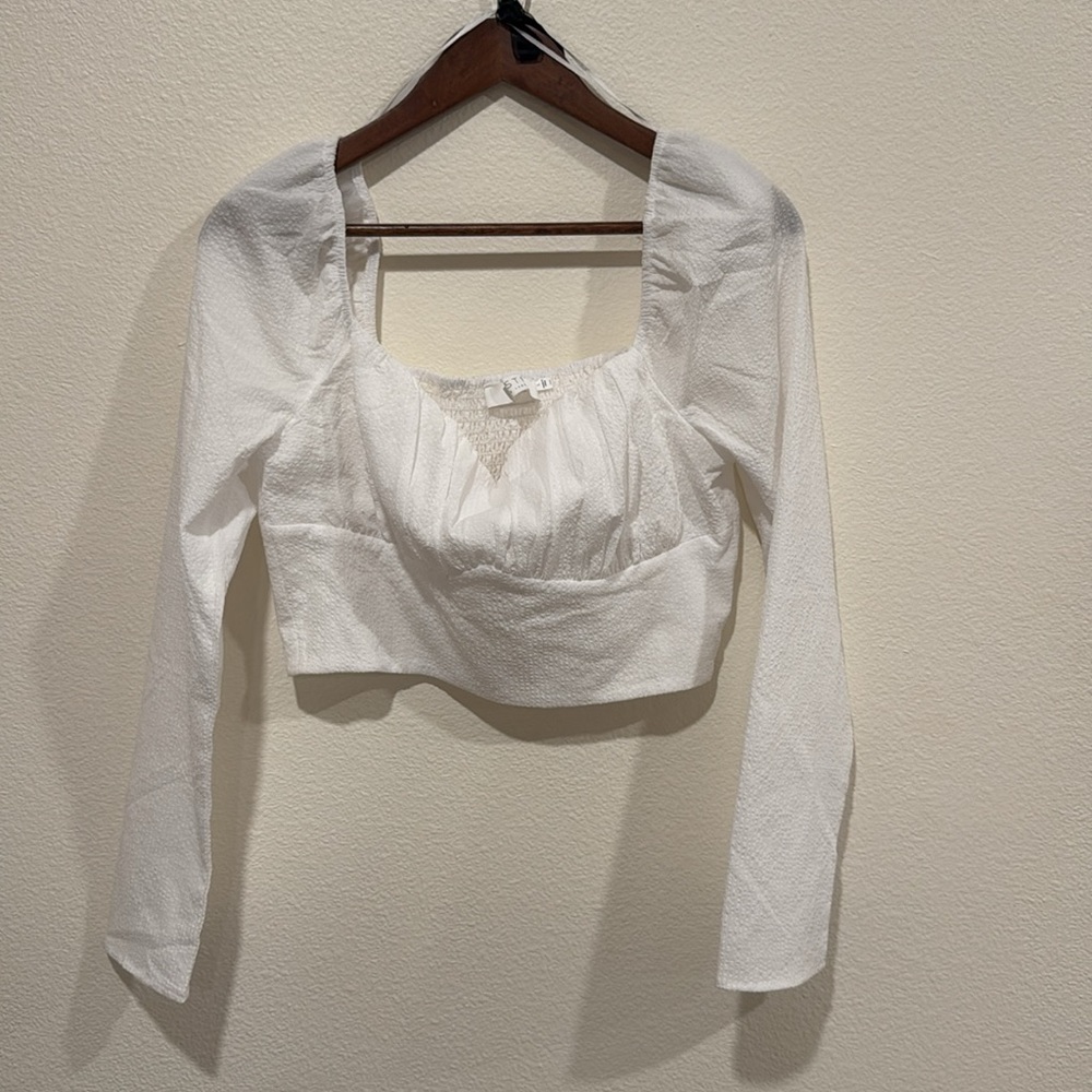 ASTR THE LABEL Long Sleeve Sweetheart Neck Crop Top, L - Picture 5 of 7